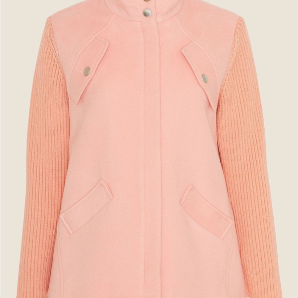Lela Rose Pearl Brushed Wool Jacket with Knit Sleeves in rose